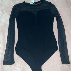Black long sleeve mesh bodysuit (XL)